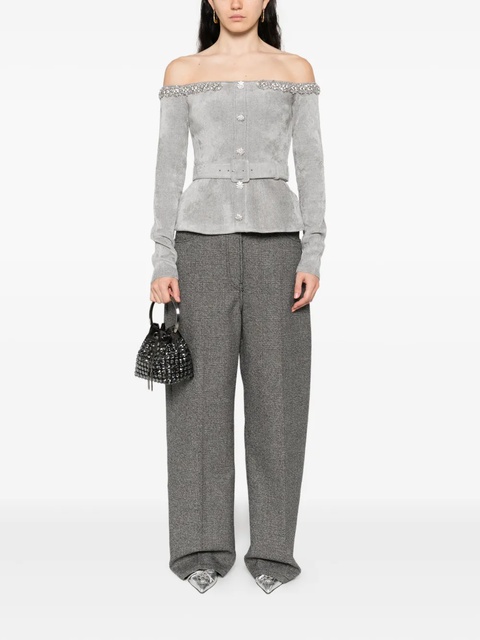 Self-Portrait embellished belted top - Grey - zdjęcie produktu nr 1