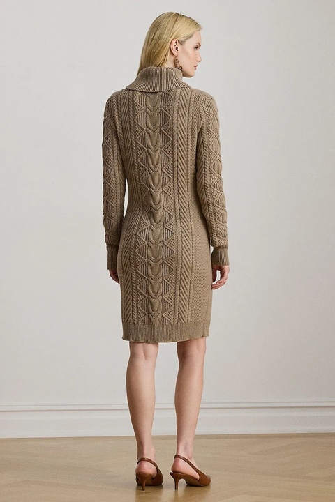 Lauren Ralph Lauren sukienka z dodatkiem wełny kolor beżowy mini dopasowana 200979705 - zdjęcie produktu nr 1