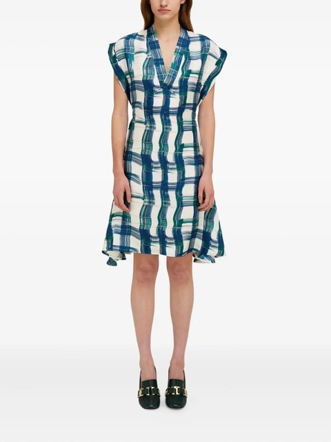 Ferragamo tartan-checked midi dress - Blue - zdjęcie produktu nr 1