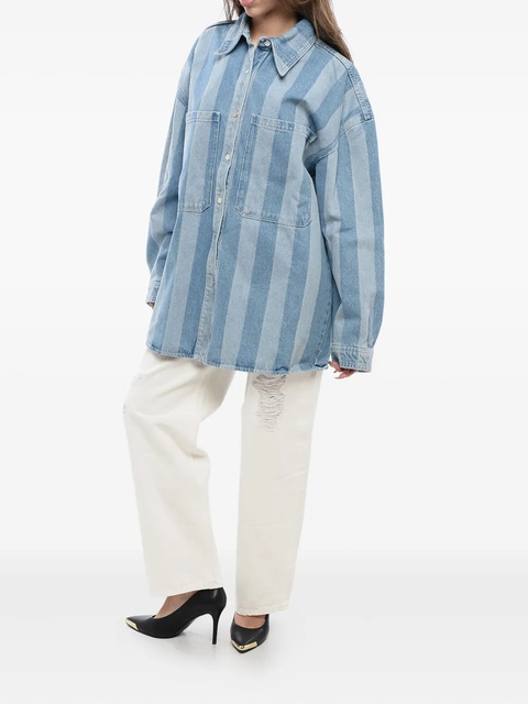 Nanushka Beaux striped denim overshirt - Blue - zdjęcie produktu nr 1