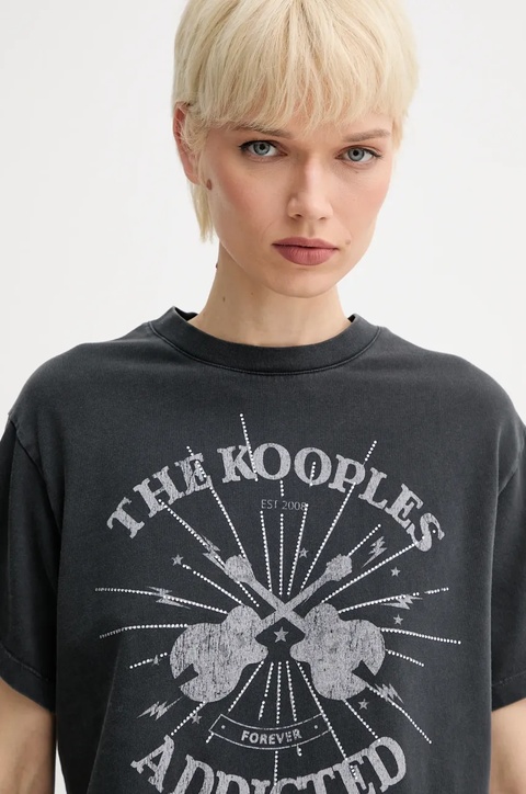 The Kooples t-shirt bawełniany damski kolor szary FTSC30042K - zdjęcie produktu nr 1
