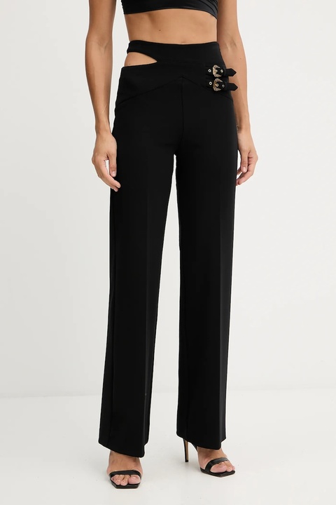 Versace Jeans Couture spodnie damskie kolor czarny proste high waist 79HAA100 N0356 - zdjęcie produktu nr 1
