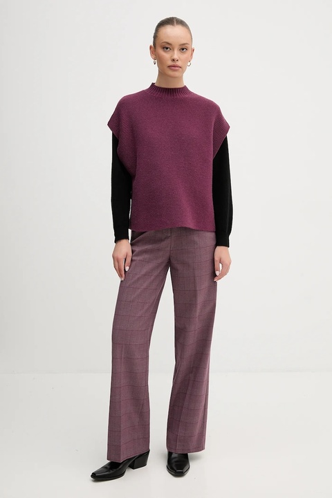 United Colors of Benetton kamizelka z dodatkiem wełny damski kolor fioletowy z półgolfem 1244D10EF - zdjęcie produktu nr 2