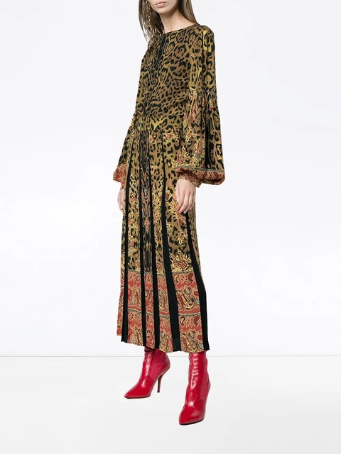 ETRO leopard-print pleated midi dress - Yellow - zdjęcie produktu nr 2