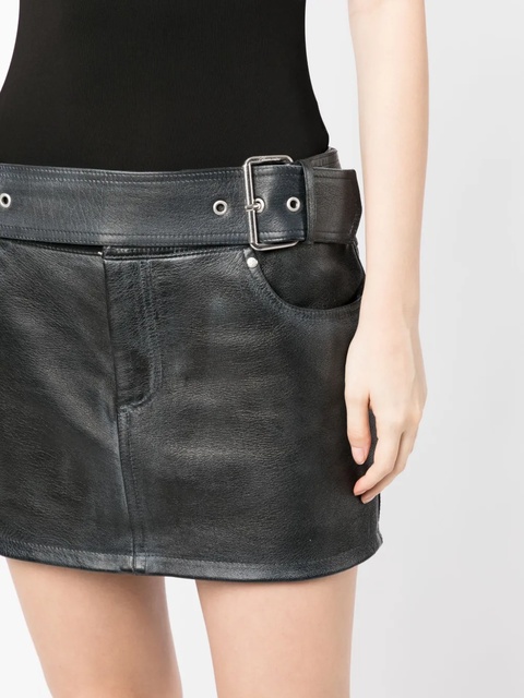 Blumarine belted leather miniskirt - Black - zdjęcie produktu nr 2