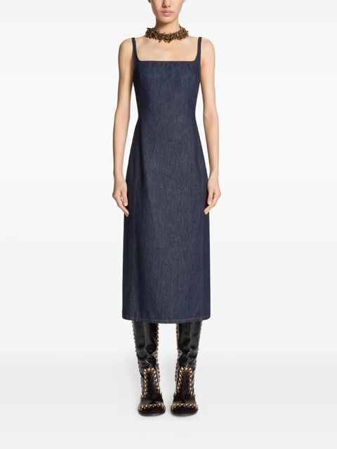 DRIES VAN NOTEN square-neck denim midi dress - Blue - zdjęcie produktu nr 1