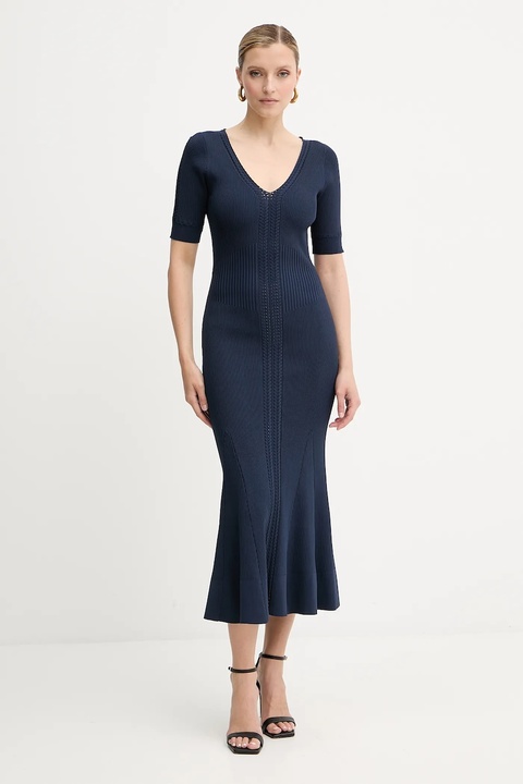 Herve Leger sukienka Aria kolor granatowy midi dopasowana DCR8524128 - zdjęcie produktu nr 1