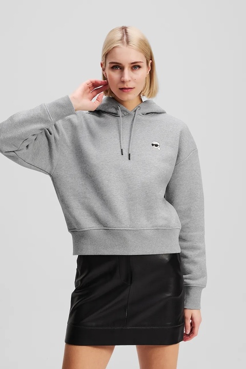 Karl Lagerfeld bluza bawełniana damska kolor szary z kapturem melanżowa A3W20053 - zdjęcie produktu nr 1