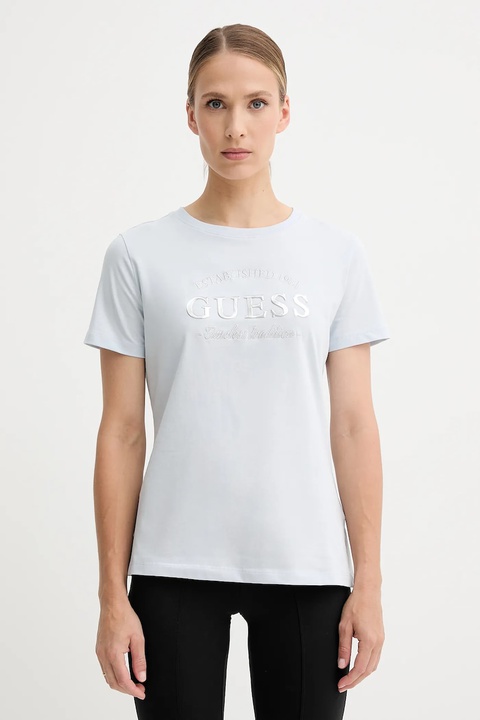 Guess t-shirt bawełniany NINA damski kolor niebieski V5YI12 J1314 - zdjęcie produktu nr 1