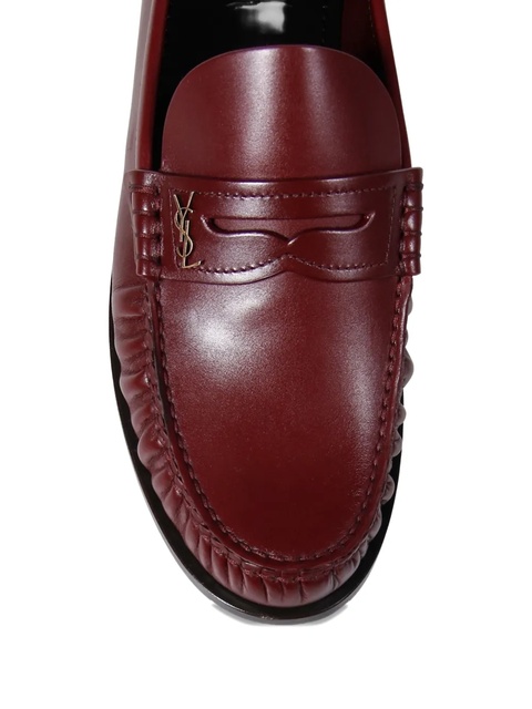 Saint Laurent Laurent logo-plaque leather loafers - Red - zdjęcie produktu nr 2
