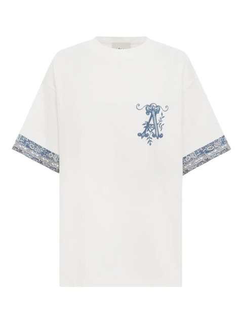 ALEMAIS embroidered-cuff t-shirt - White - zdjęcie produktu nr 2