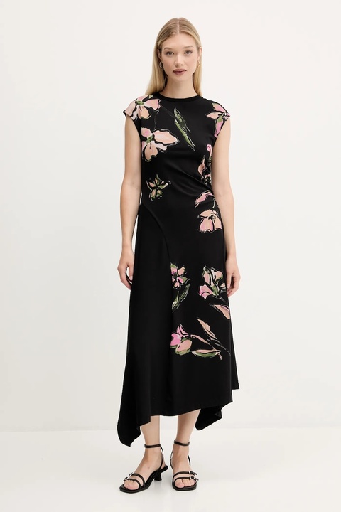 Desigual sukienka KATRINA kolor czarny midi rozkloszowana 25WWVK12 - zdjęcie produktu nr 1