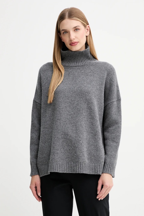Weekend Max Mara sweter wełniany BORGIA damski kolor szary z golfem 2525366112600 - zdjęcie produktu nr 1
