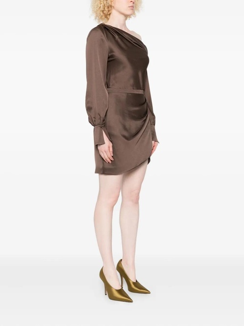 Simkhai one-shoulder wrap mini dress - Brown - zdjęcie produktu nr 2
