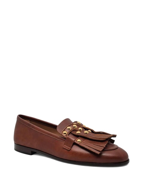 Casadei fringe-embellished studded loafers - Brown - zdjęcie produktu nr 2
