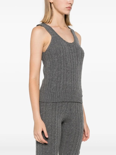 Blumarine logo-embroidered cable-knit top - Grey - zdjęcie produktu nr 2