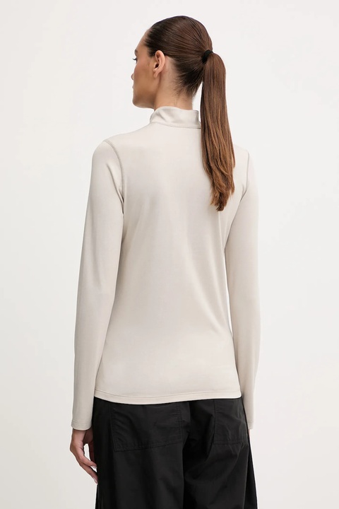 Jack Wolfskin longsleeve sportowy Sky Thermal kolor beżowy z półgolfem - zdjęcie produktu nr 2