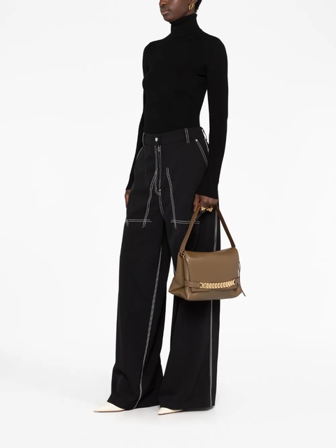 Victoria Beckham Chain leather clutch bag - Brown - zdjęcie produktu nr 2