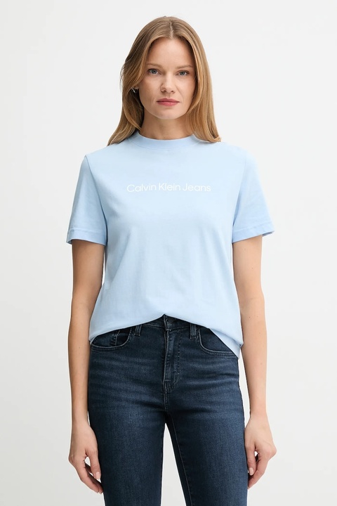 Calvin Klein Jeans t-shirt bawełniany damski kolor niebieski LV047C912G - zdjęcie produktu nr 1