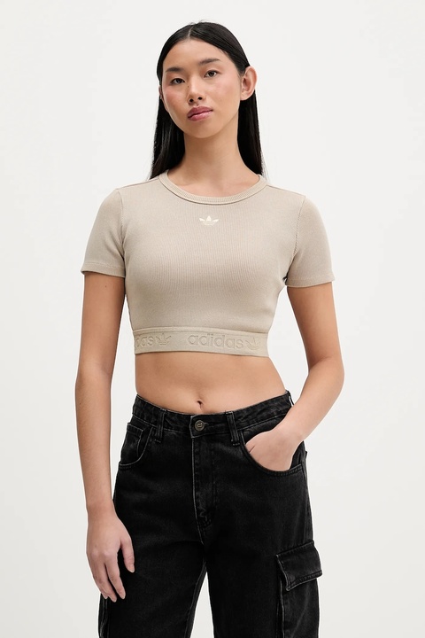 adidas Originals t-shirt Rib Tee damski kolor beżowy JW3577 - zdjęcie produktu nr 1