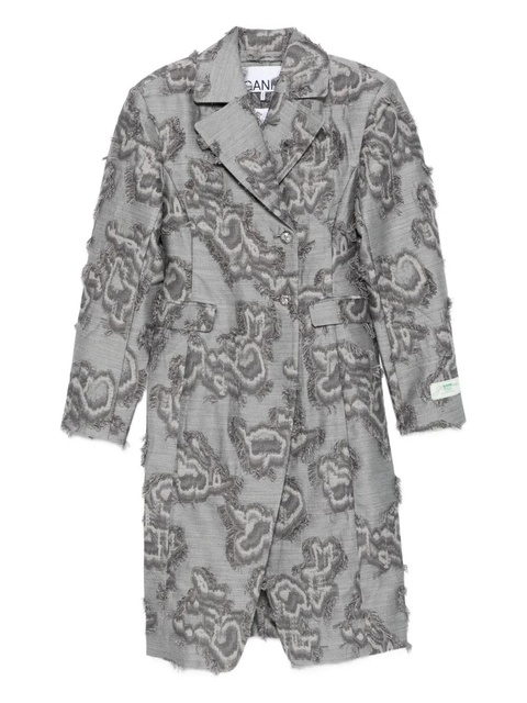 GANNI frayed cloud-print coat - Grey - zdjęcie produktu nr 1