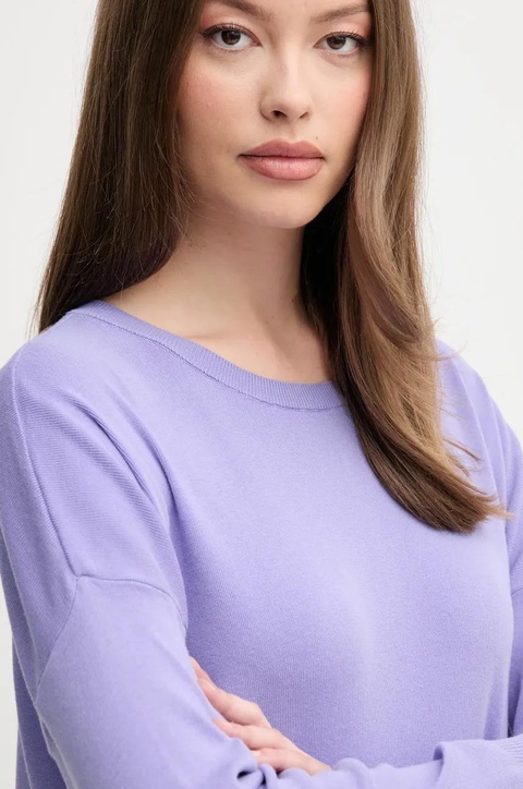 United Colors of Benetton sweter bawełniany damski kolor fioletowy lekki 1091D10D7 - zdjęcie produktu nr 2