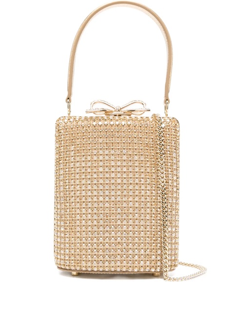 Self-Portrait crystal-embellished bow-detail mini bag - Yellow - zdjęcie produktu nr 1