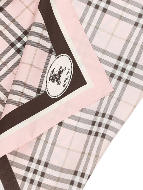 Burberry check-pattern logo scarf - Pink - zdjęcie produktu nr 2