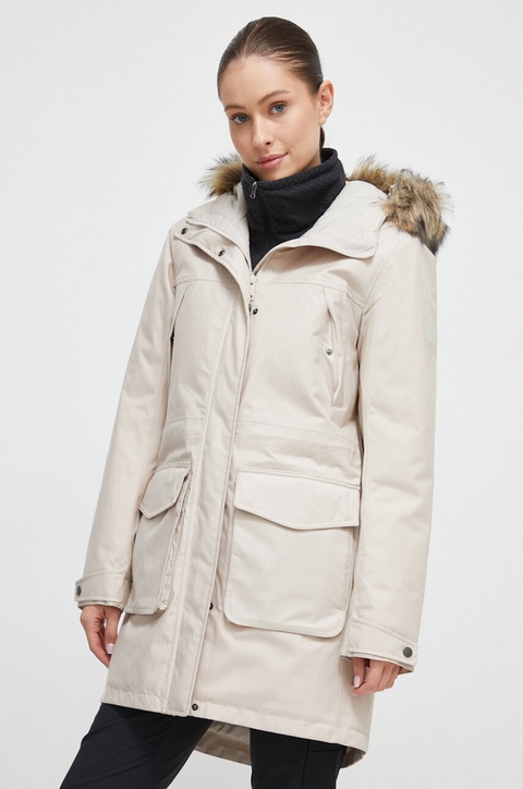 Jack Wolfskin parka damska kolor beżowy przejściowa - zdjęcie produktu nr 1