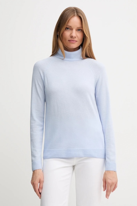 United Colors of Benetton sweter z dodatkiem wełny damski kolor niebieski lekki z golfem 1035D2551 - zdjęcie produktu nr 1