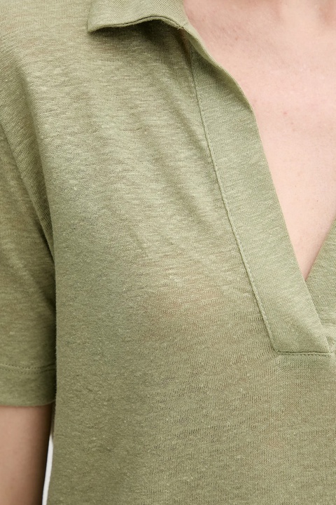 United Colors of Benetton polo lniane damski kolor zielony 37UJD300Y - zdjęcie produktu nr 2