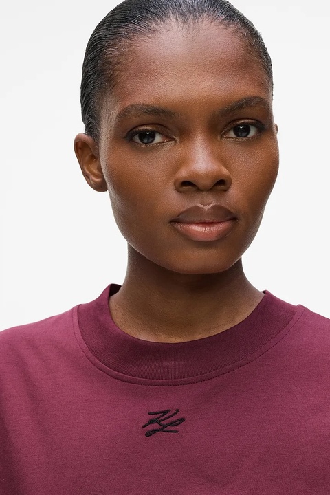 Karl Lagerfeld t-shirt bawełniany damski kolor bordowy A4W17039 - zdjęcie produktu nr 2