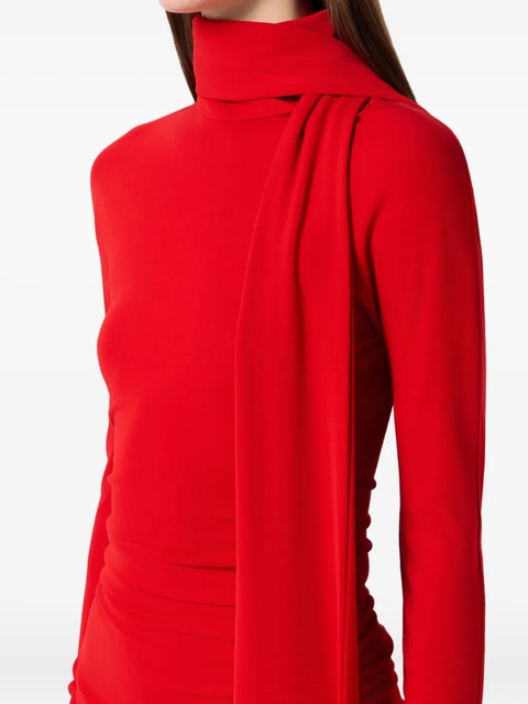 Blumarine high-neck draped midi dress - Red - zdjęcie produktu nr 2