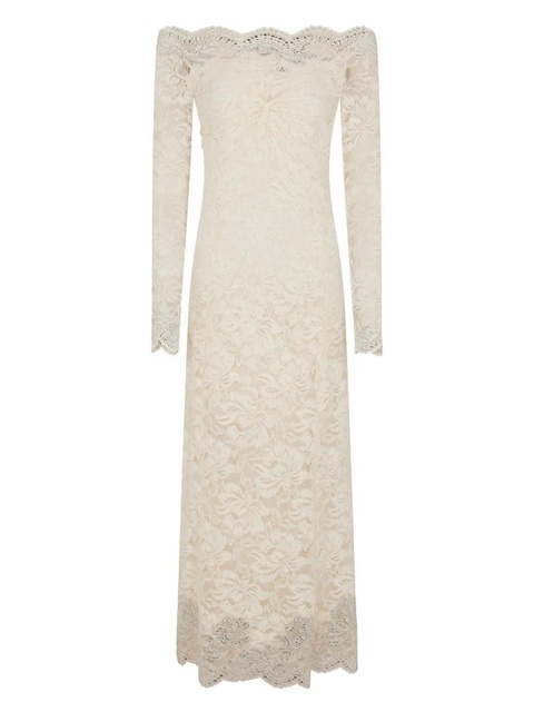 Rabanne off-shoulder lace midi dress - Neutrals - zdjęcie produktu nr 2
