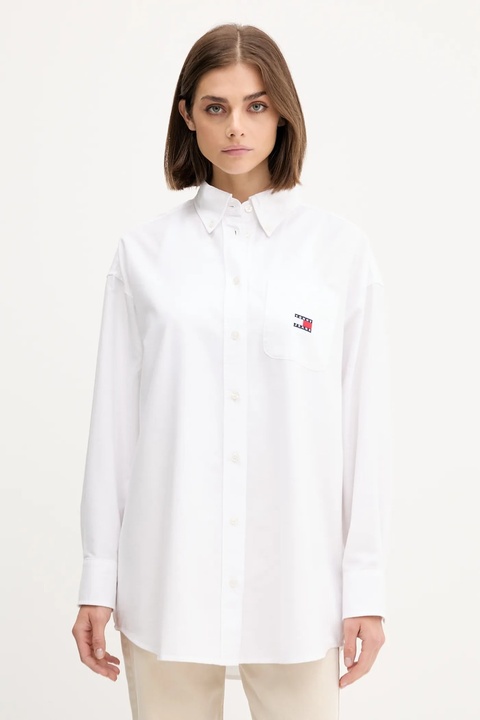 Tommy Jeans koszula damska kolor biały relaxed z kołnierzykiem klasycznym DW0DW20988 - zdjęcie produktu nr 1