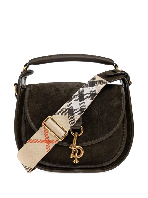 Burberry small B Clip check-strap leather tote bag - Green - zdjęcie produktu nr 1