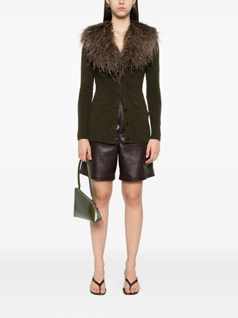 Blumarine feather-trimmed wool cardigan - Green - zdjęcie produktu nr 2