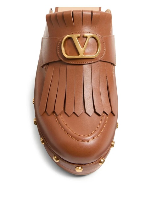 Valentino Garavani 45mm VLogo Signature fringed clogs - Brown - zdjęcie produktu nr 2
