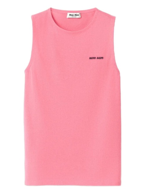 Miu Miu intarsia-logo sleeveless vest - Pink - zdjęcie produktu nr 1
