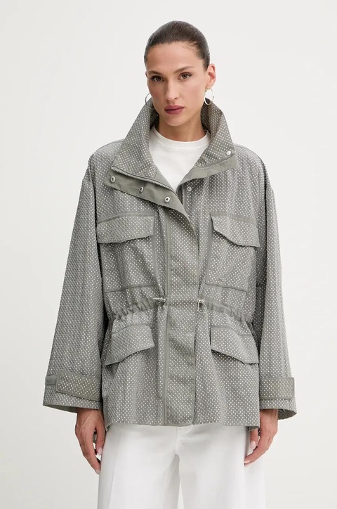 Pinko kurtka kolor szary przejściowa oversize 104598 A2BW - zdjęcie produktu nr 1