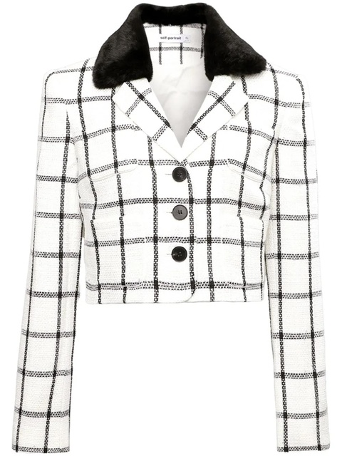 Self-Portrait checked jacket - Neutrals - zdjęcie produktu nr 1