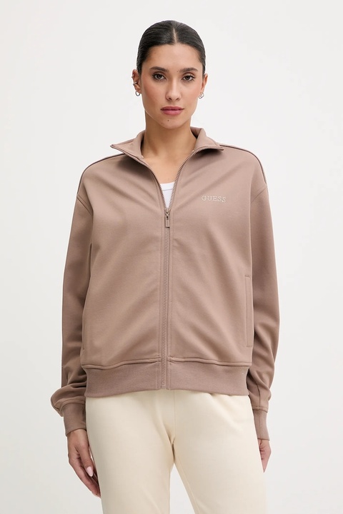 Guess bluza OCTAVIA damska kolor beżowy z kapturem z aplikacją V5BQ15 KCX22 - zdjęcie produktu nr 1