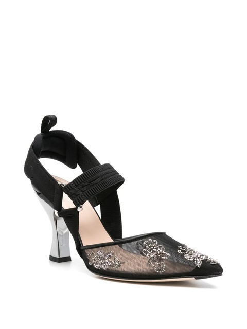 FENDI Colibrì embellished slingback pumps - Black - zdjęcie produktu nr 2