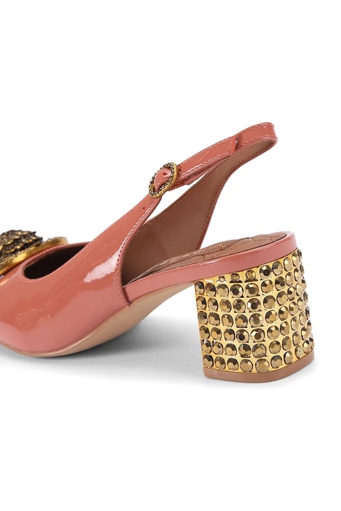 Kurt Geiger London czółenka skórzane Chelsea Block Slingback kolor brązowy na słupku z odkrytą piętą 3415017309 - zdjęcie produktu nr 2