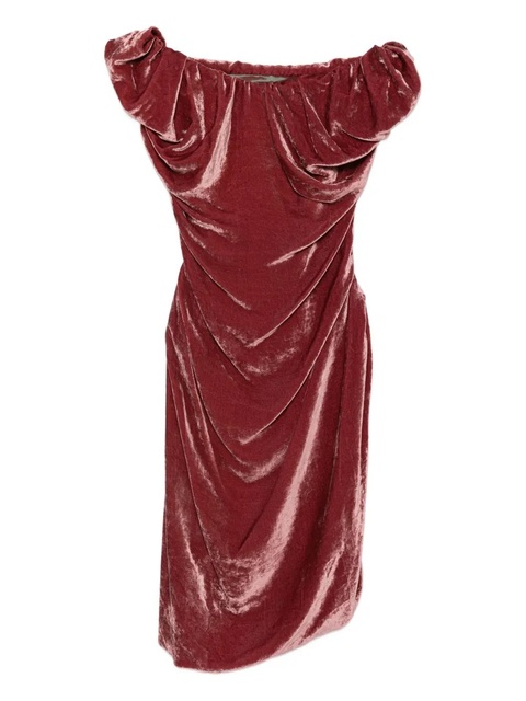 Vivienne Westwood off-shoulder velvet midi dress - Red - zdjęcie produktu nr 1