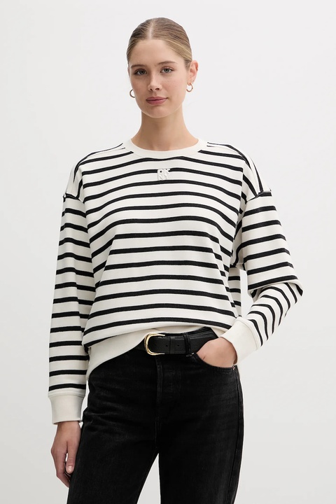Dkny bluza bawełniana damska kolor beżowy wzorzysta DJ4T1344 - zdjęcie produktu nr 1