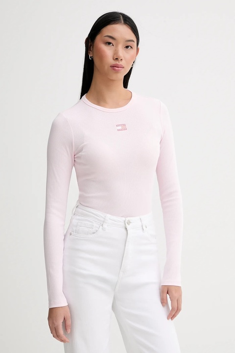 Tommy Jeans longsleeve damski kolor różowy DW0DW20178 - zdjęcie produktu nr 1