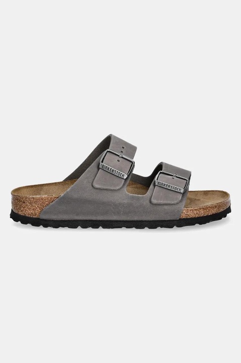 Birkenstock klapki nubukowe Arizona damskie kolor szary 1027026 - zdjęcie produktu nr 2