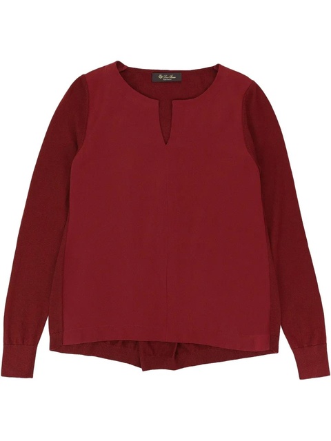 Loro Piana V-neck silk blouse - Red - zdjęcie produktu nr 1
