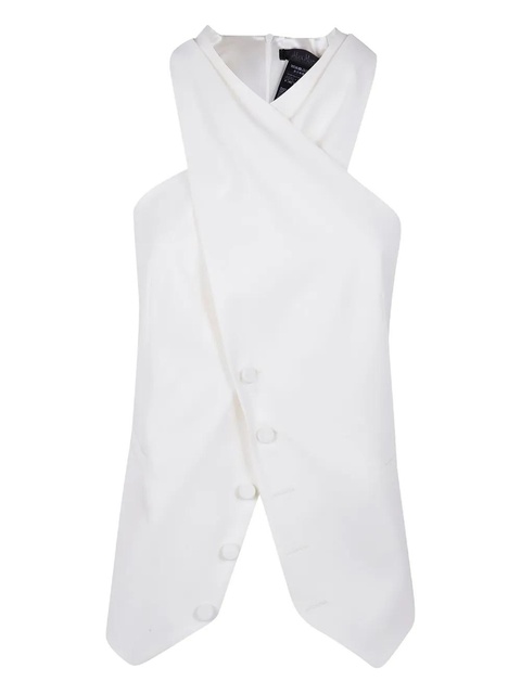 Max Mara cross-neck button top - White - zdjęcie produktu nr 2
